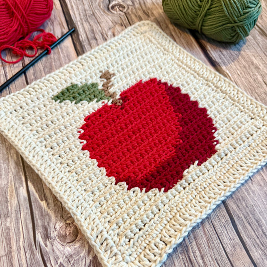 Apple Tapestry Crochet Pattern: Dishcloth or Washcloth Pattern
