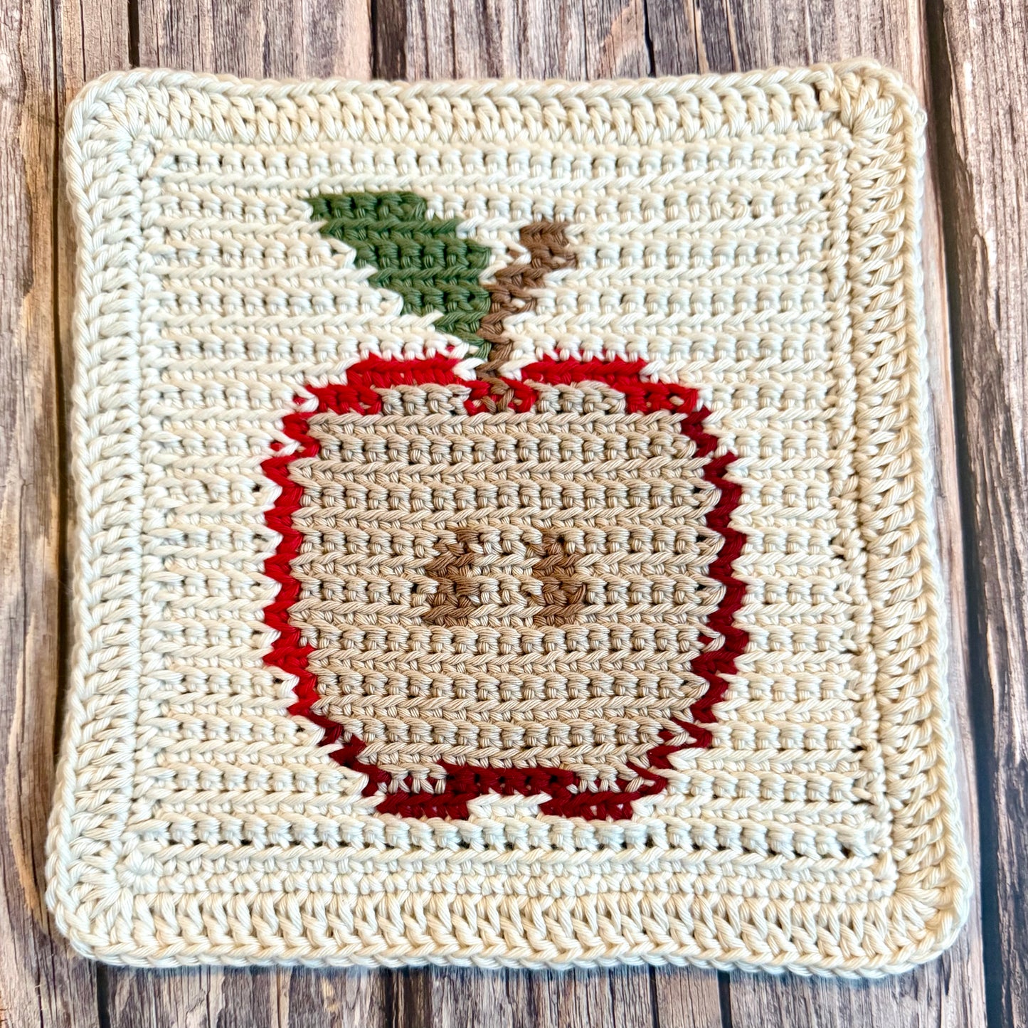 Apple Slice Tapestry Crochet Pattern: Dishcloth or Washcloth Pattern