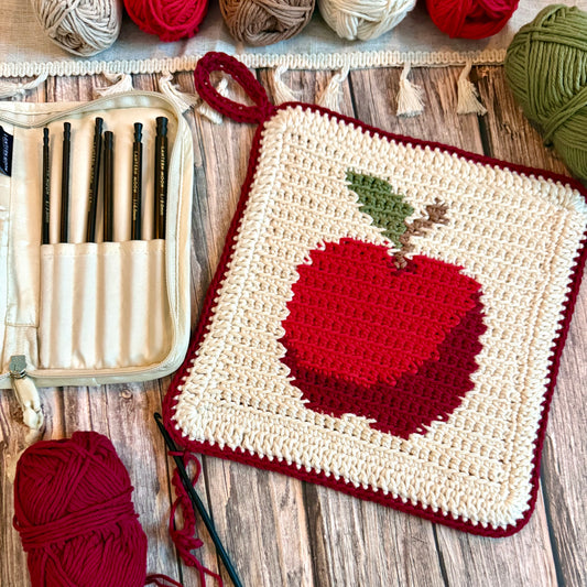 Apple Tapestry Crochet Pattern: Potholder or Trivet Pattern