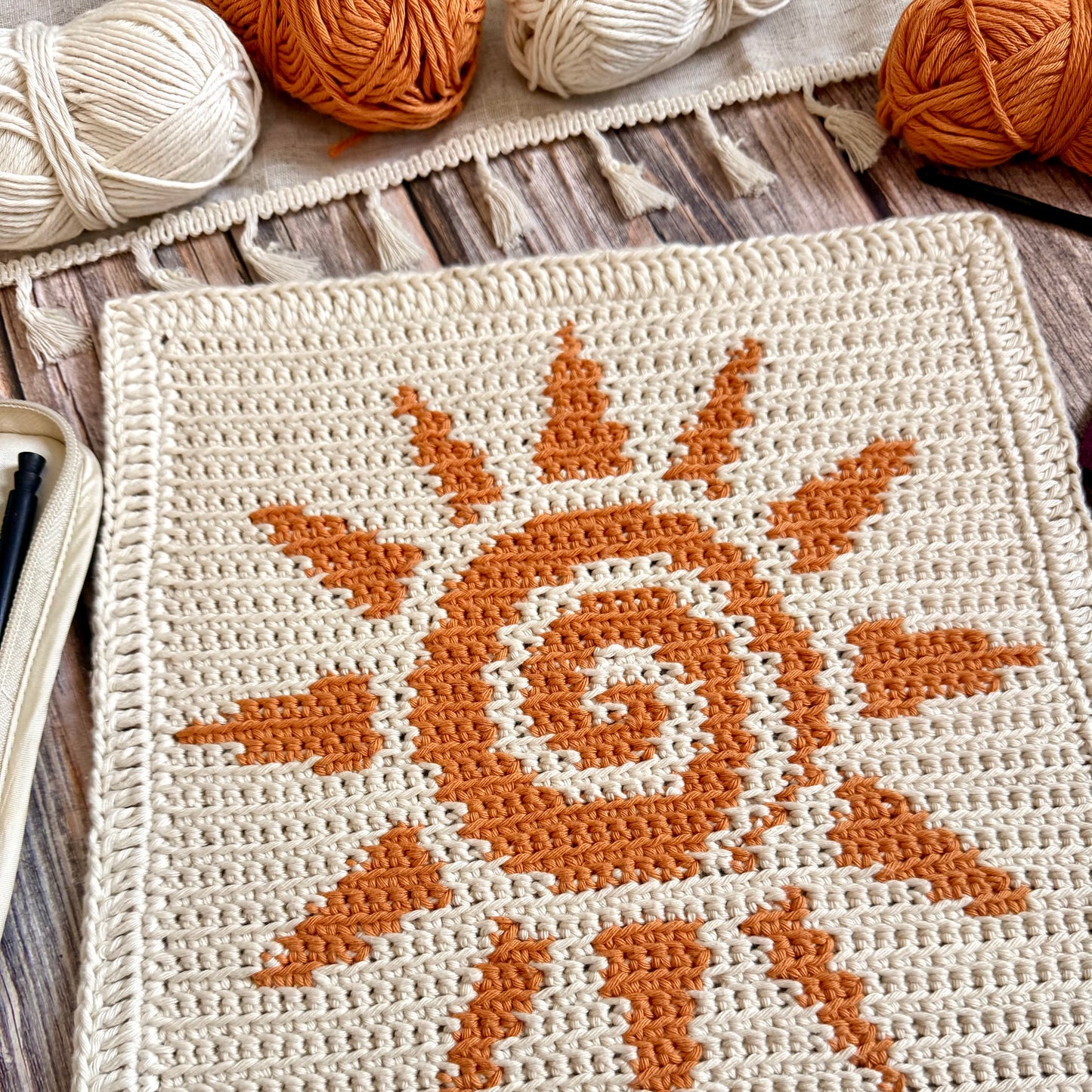 Golden Rays Tapestry Crochet Pattern: Table Mat Pattern