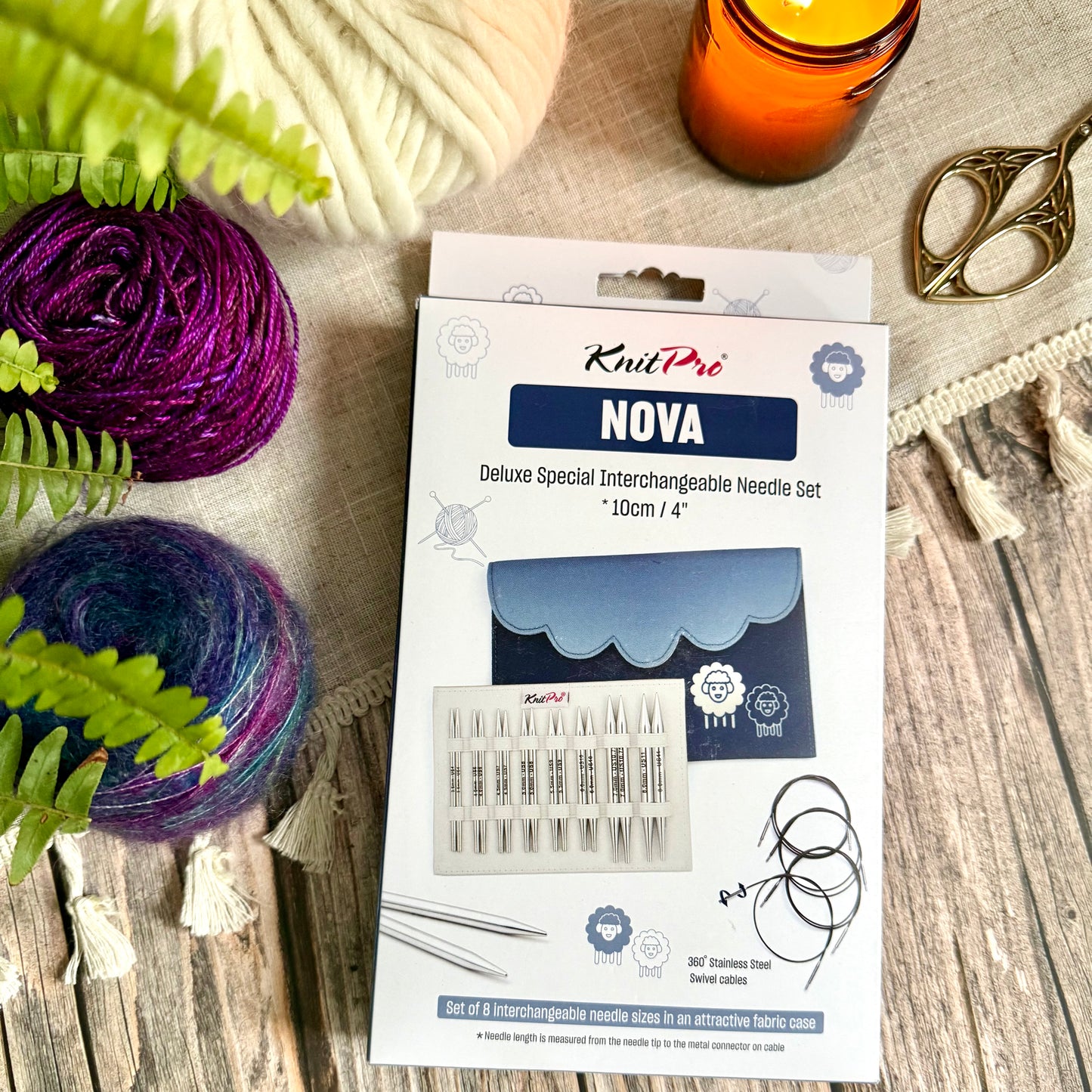 KnitPro Nova Deluxe Interchangeable Knitting Needle Set, Metal Tips, 3.5–8mm