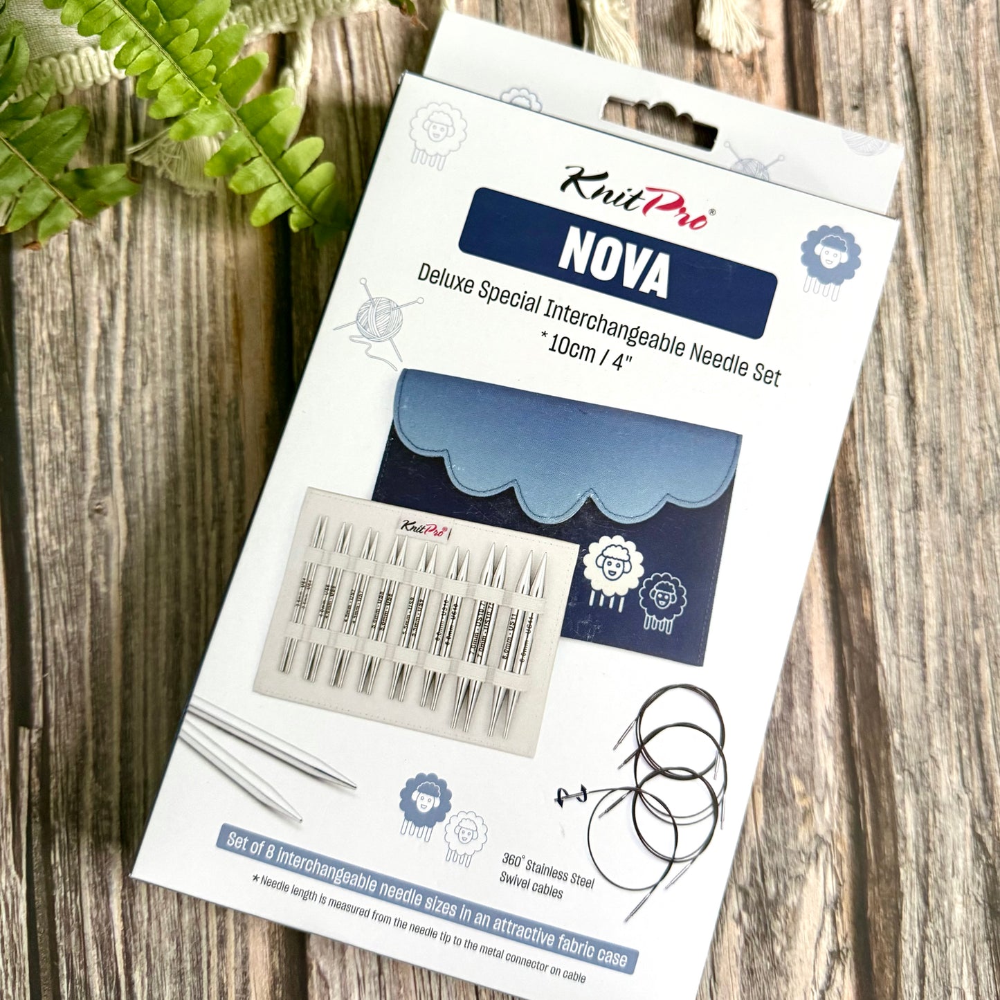 KnitPro Nova Deluxe Interchangeable Knitting Needle Set, Metal Tips, 3.5–8mm