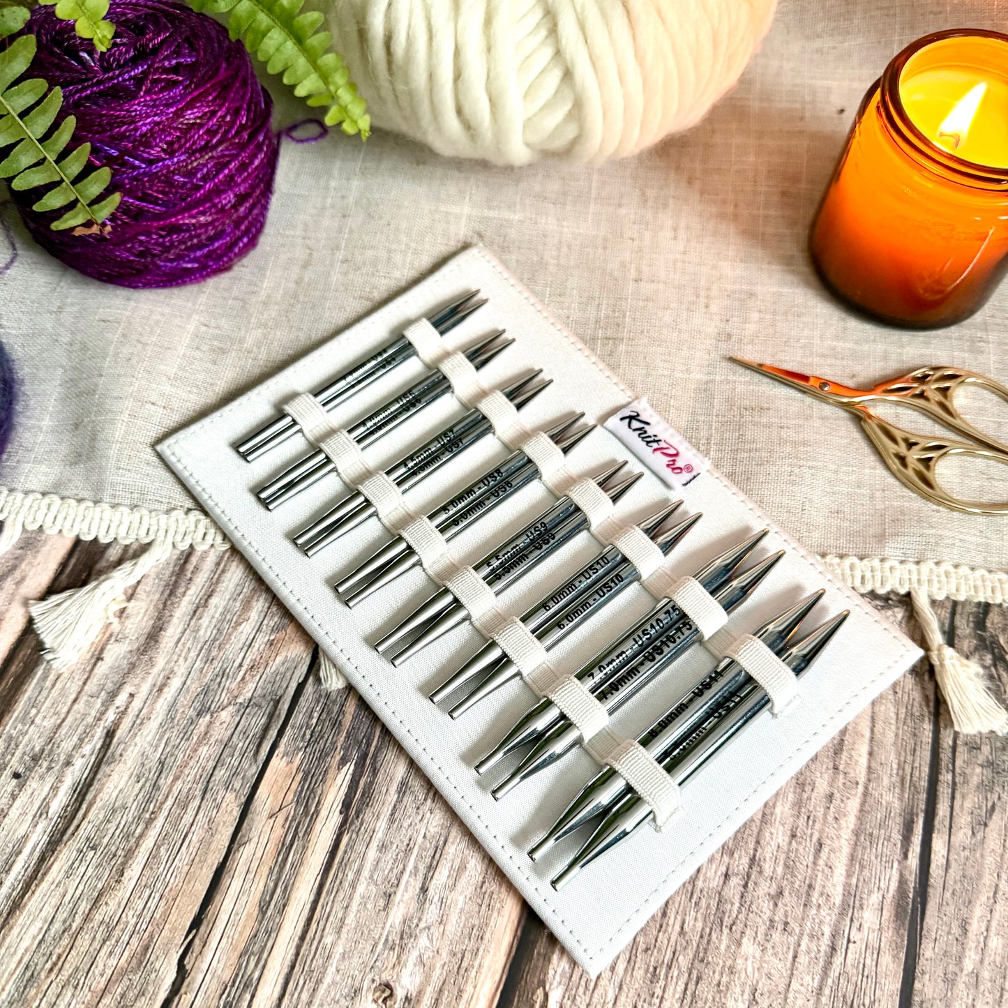 KnitPro Nova Deluxe Interchangeable Knitting Needle Set, Metal Tips, 3.5–8mm