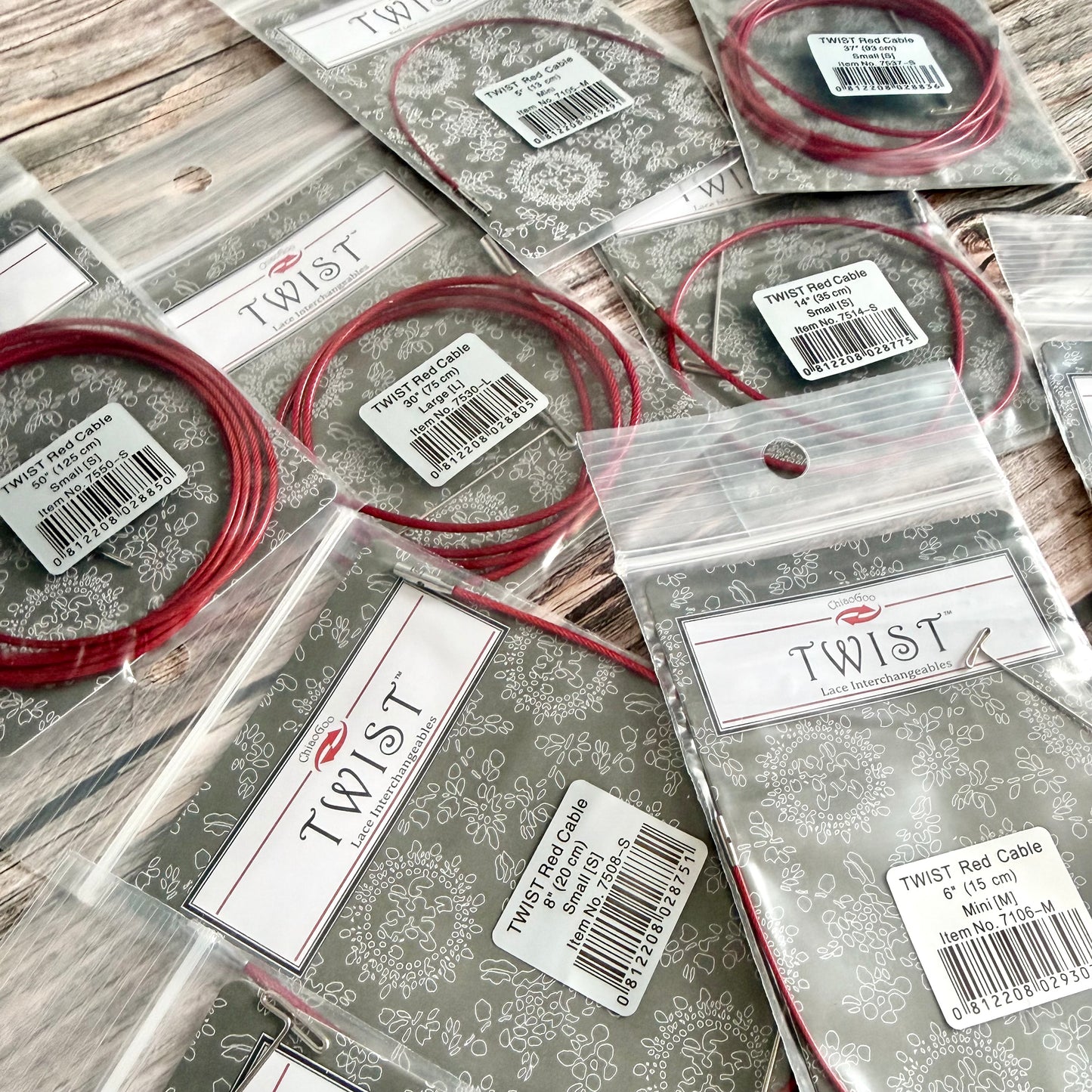 ChiaoGoo TWIST™ Lace Cables, Interchangeable Knitting Cables Mini, Small, Large