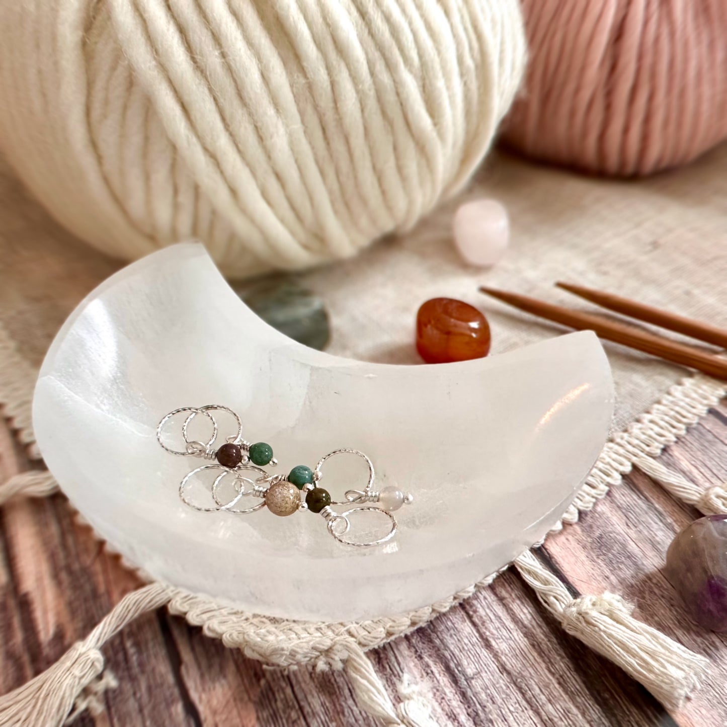 Indian Agate Silver Stitch Markers