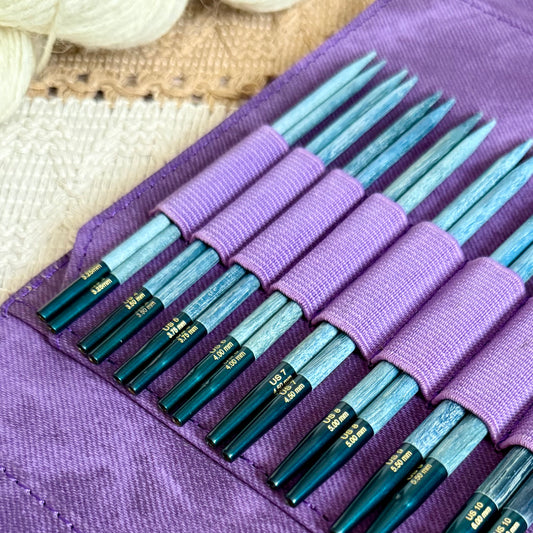 Lykke Interchangeable Knitting Starter Set Indigo Needles Violet Case