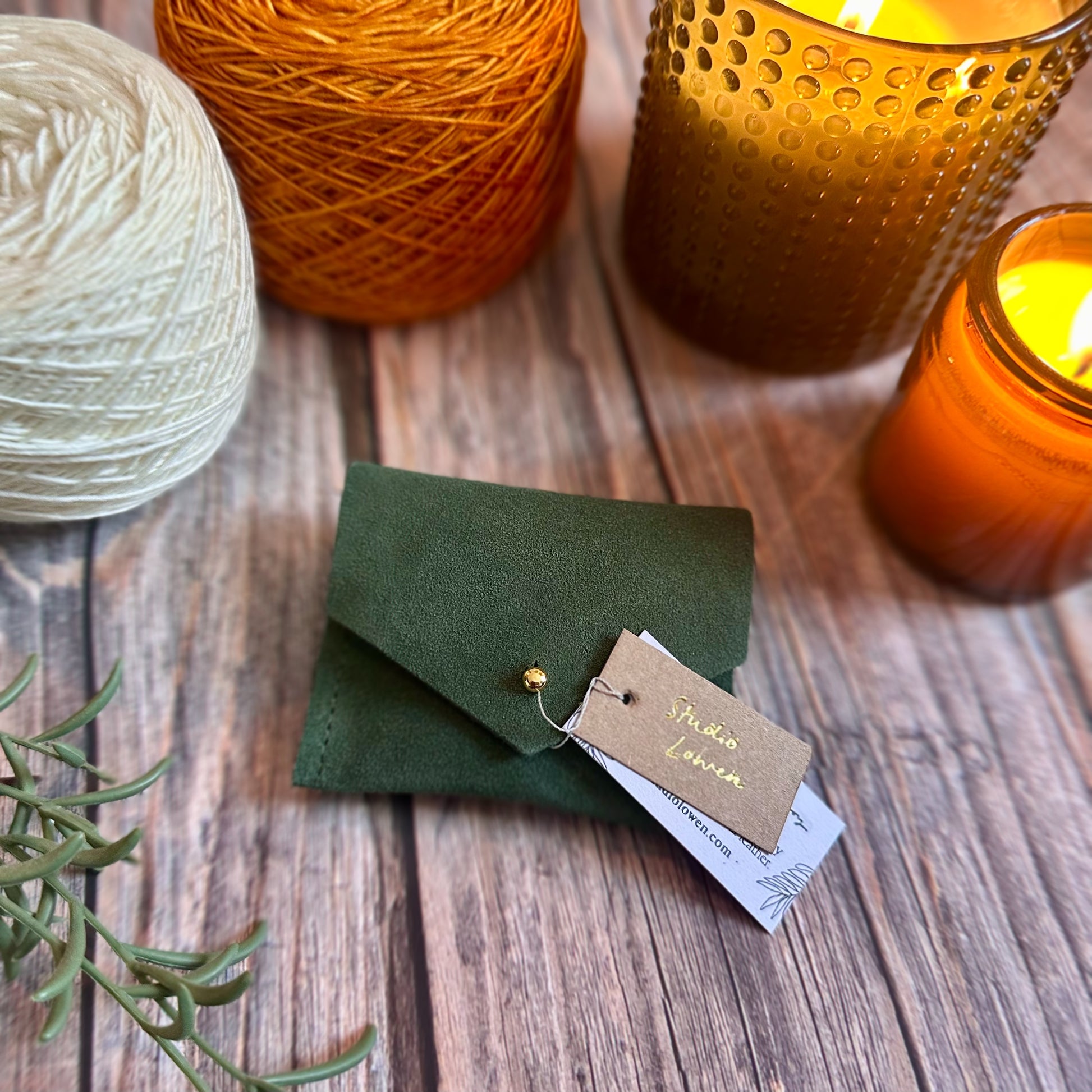 Moss Green Suede Stitch Marker Pouch