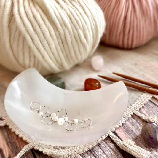 Mother of Pearl Silver Stitch Markers