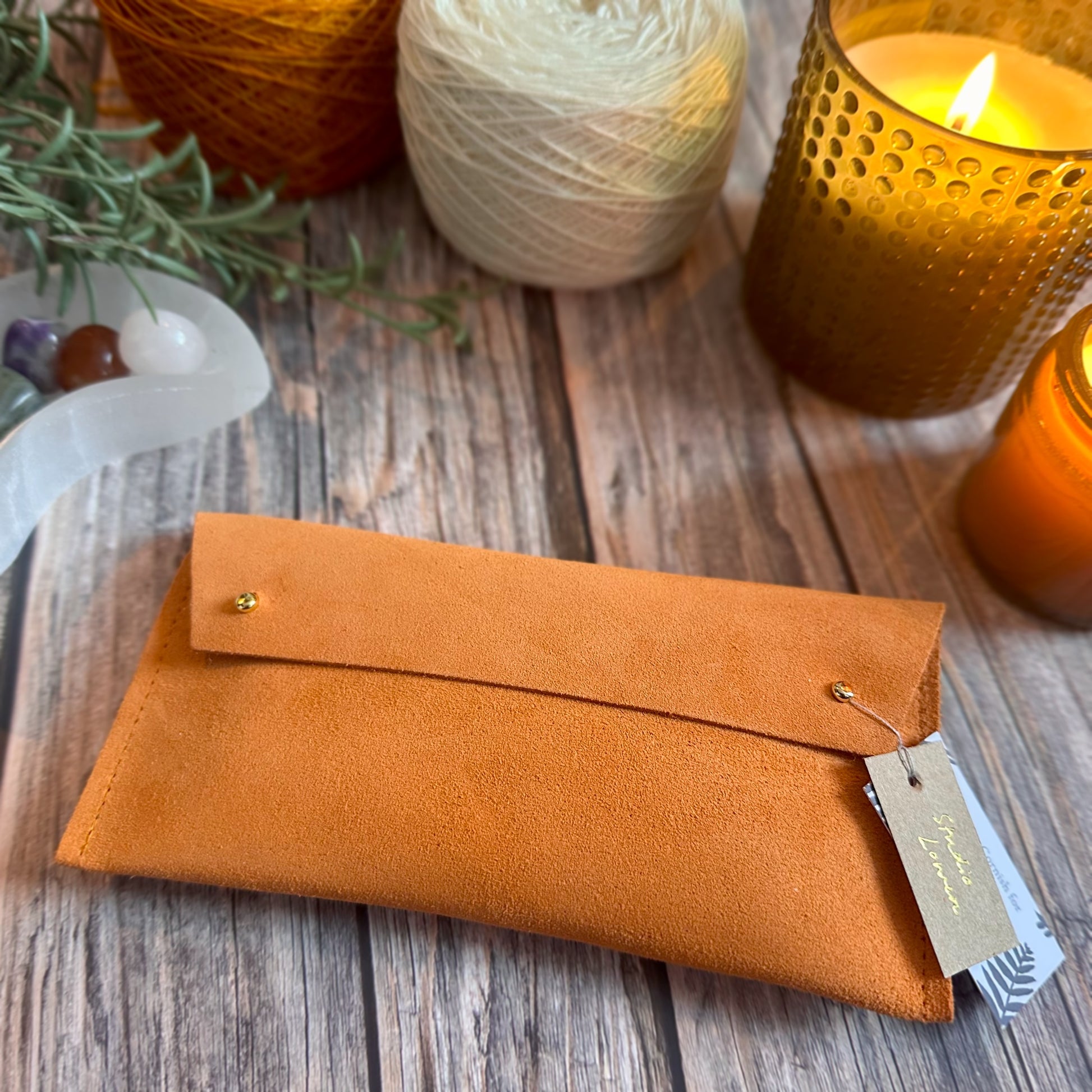 Orange Suede Notion Pouch