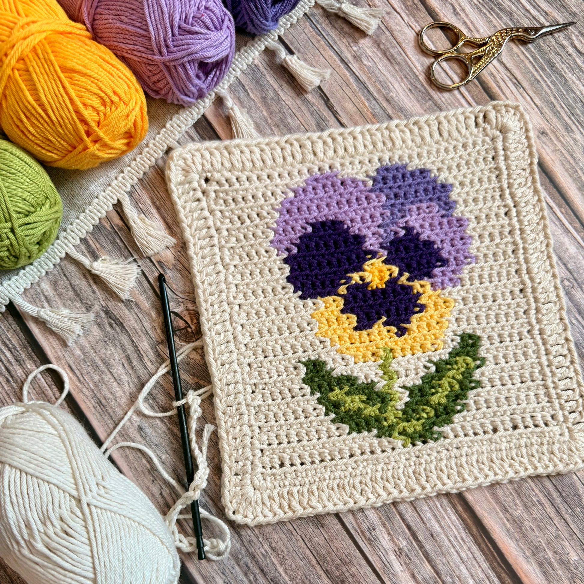 Pansy Tapestry Crochet Pattern
