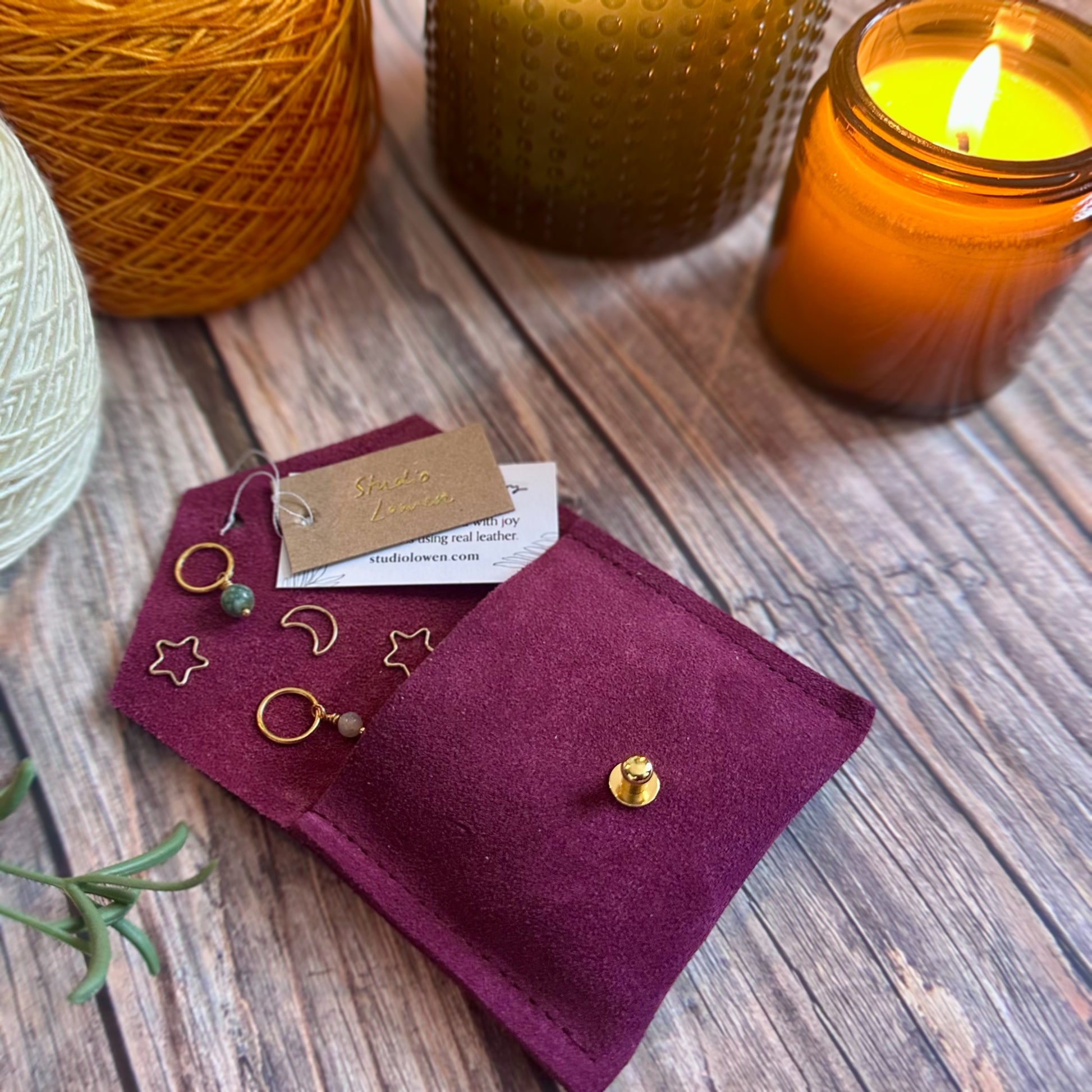 Plum Purple Suede Stitch Marker Pouch