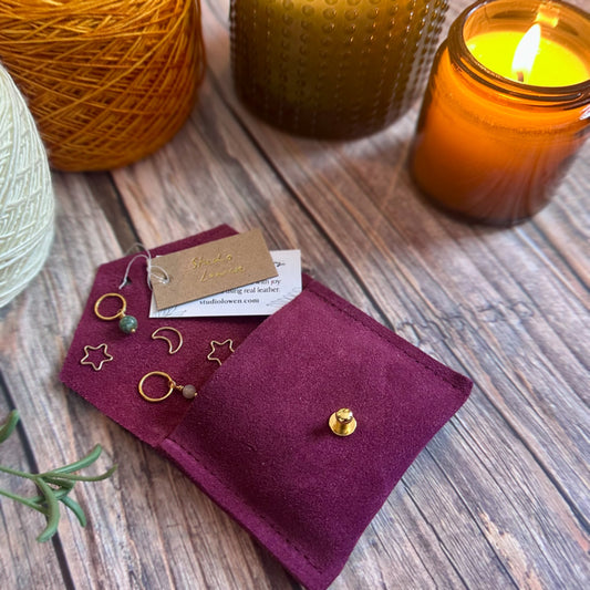 Plum Purple Suede Stitch Marker Pouch