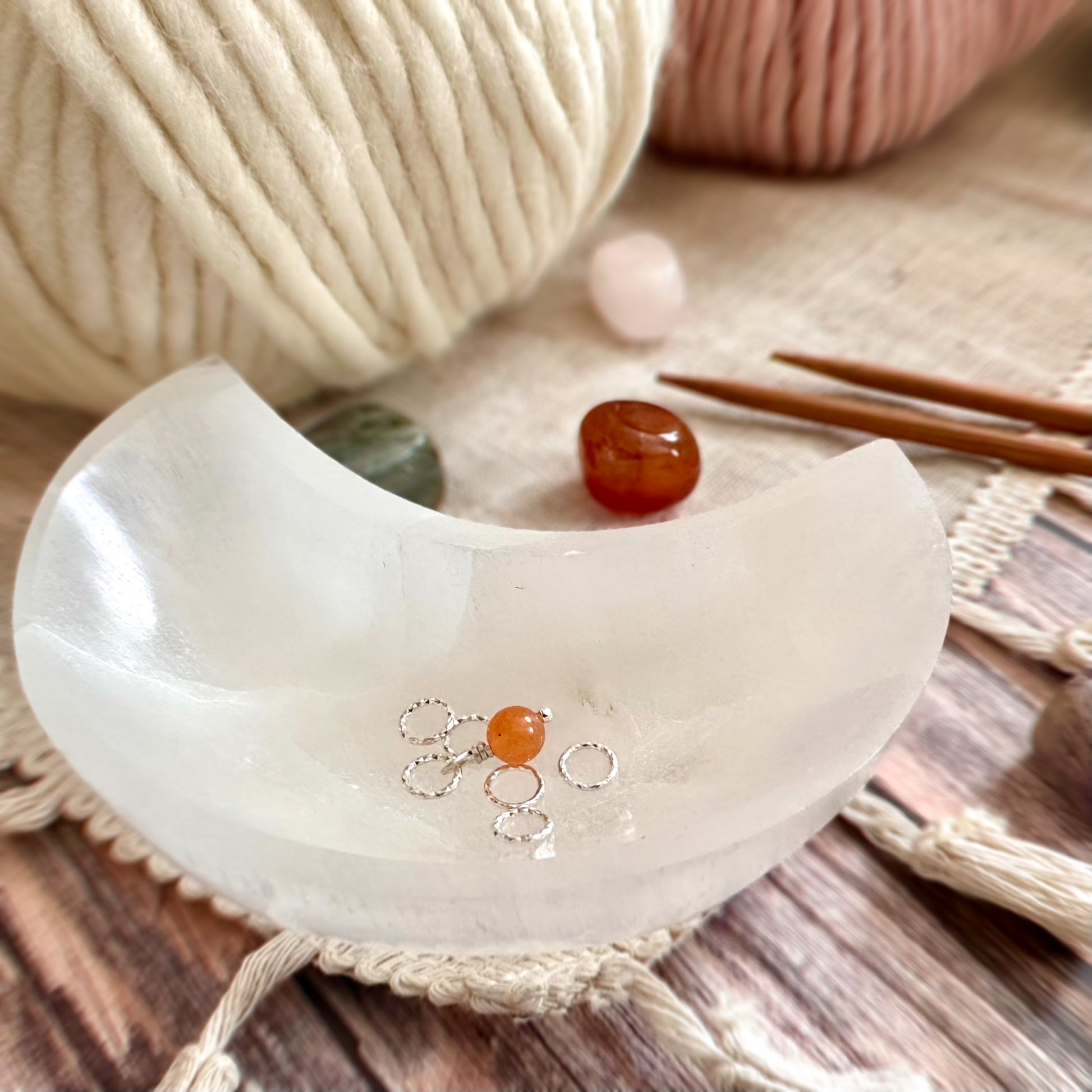 Red Aventurine Silver Stitch Markers 7mm