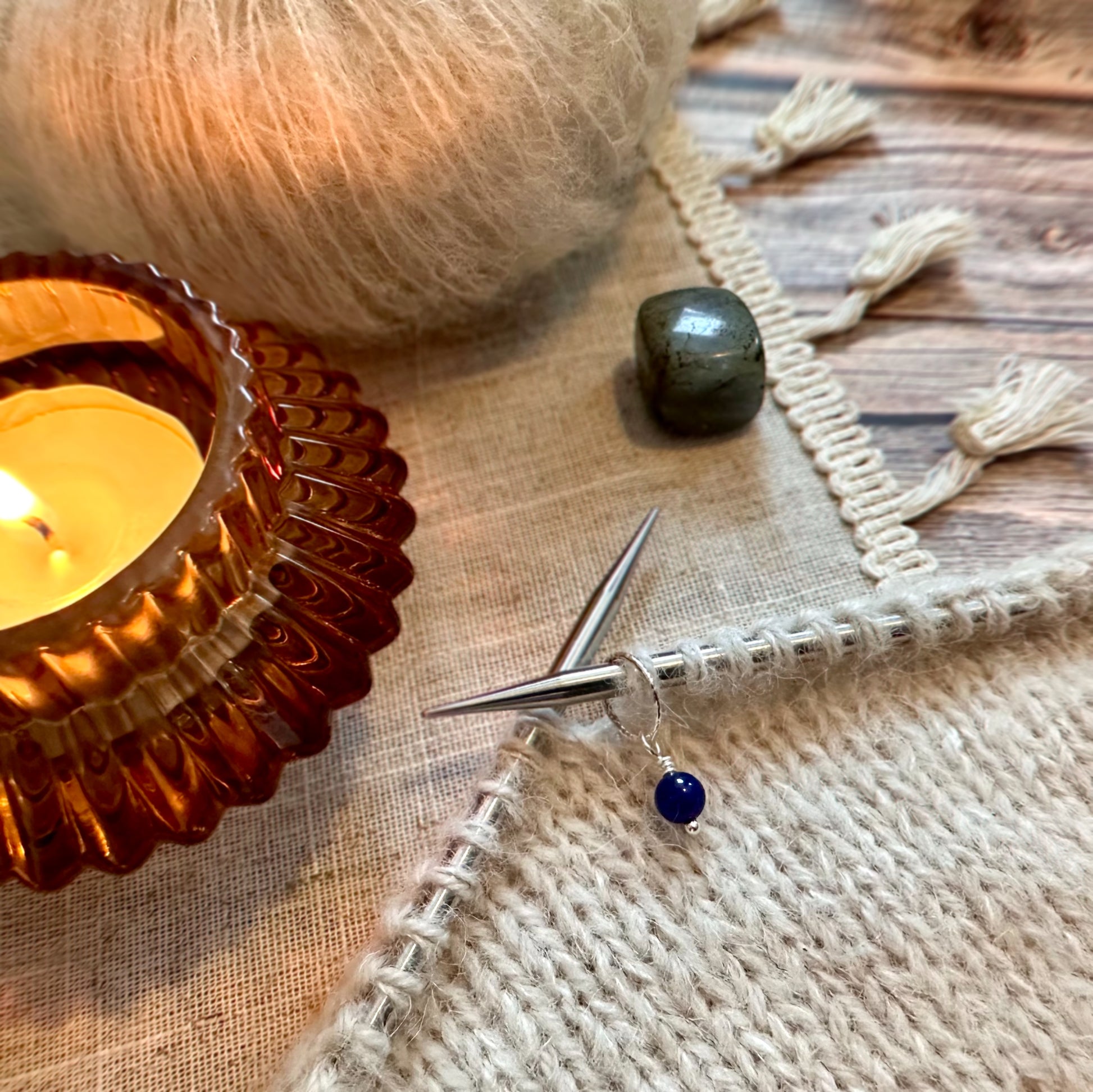 Sodalite silver stitch marker