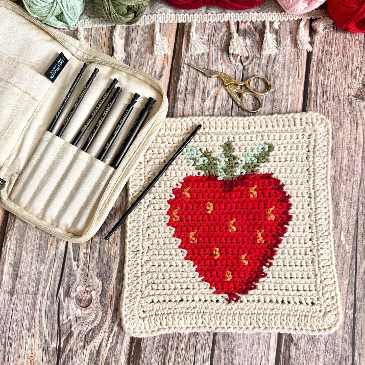 Strawberry Season Dishcloth or Washcloth Crochet Pattern