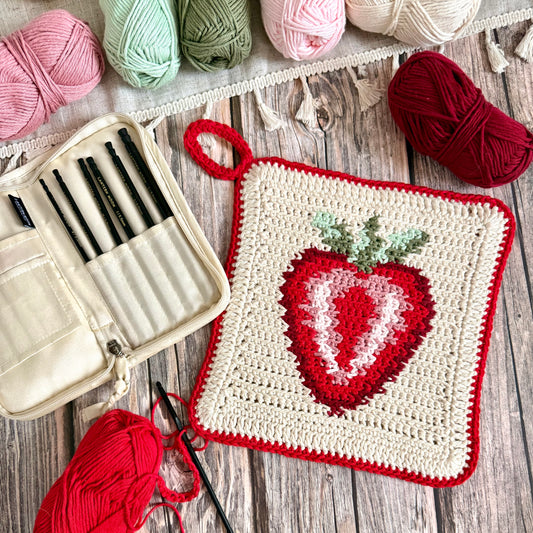 Strawberry Potholder Trivet Crochet Pattern
