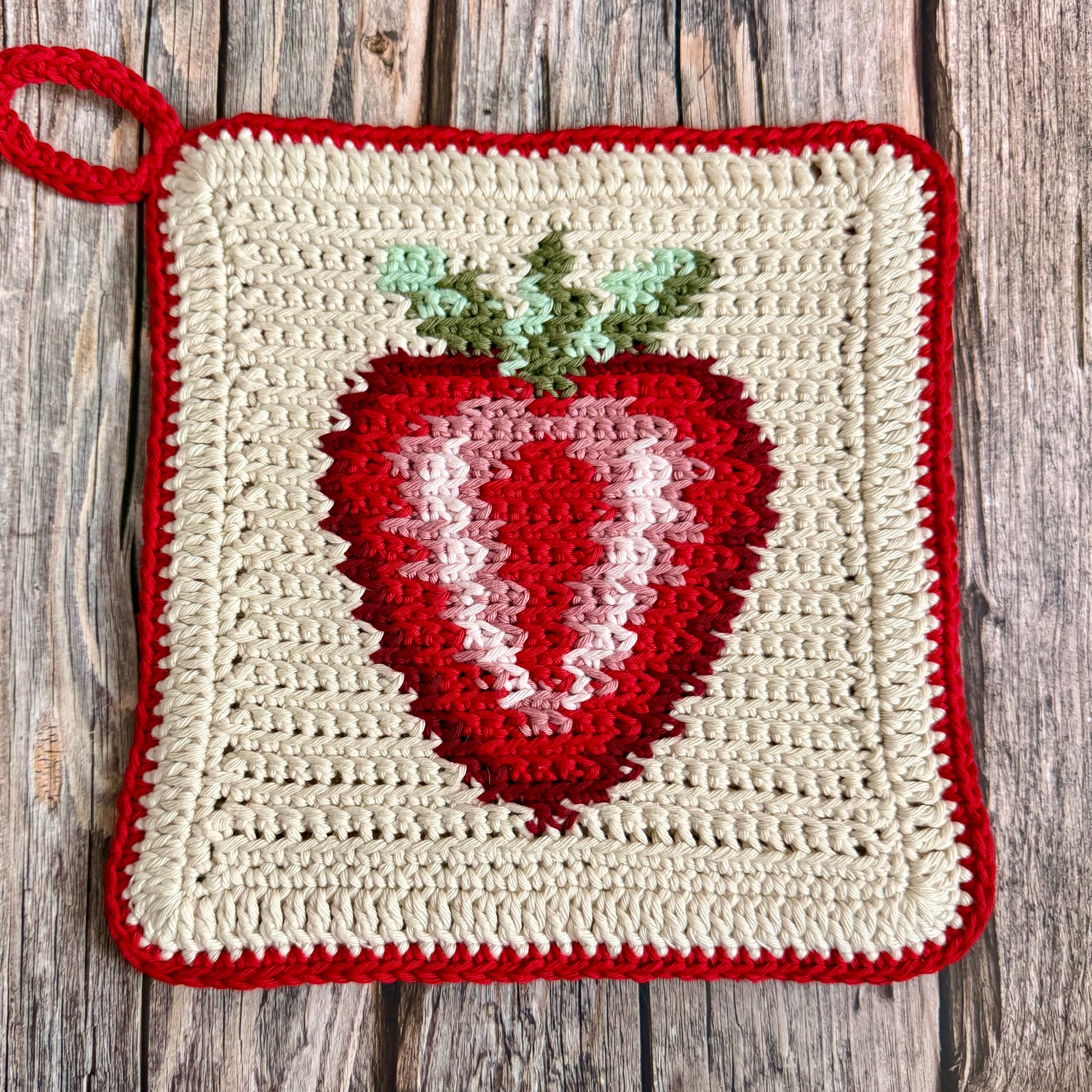 Strawberry Potholder Trivet Crochet Pattern