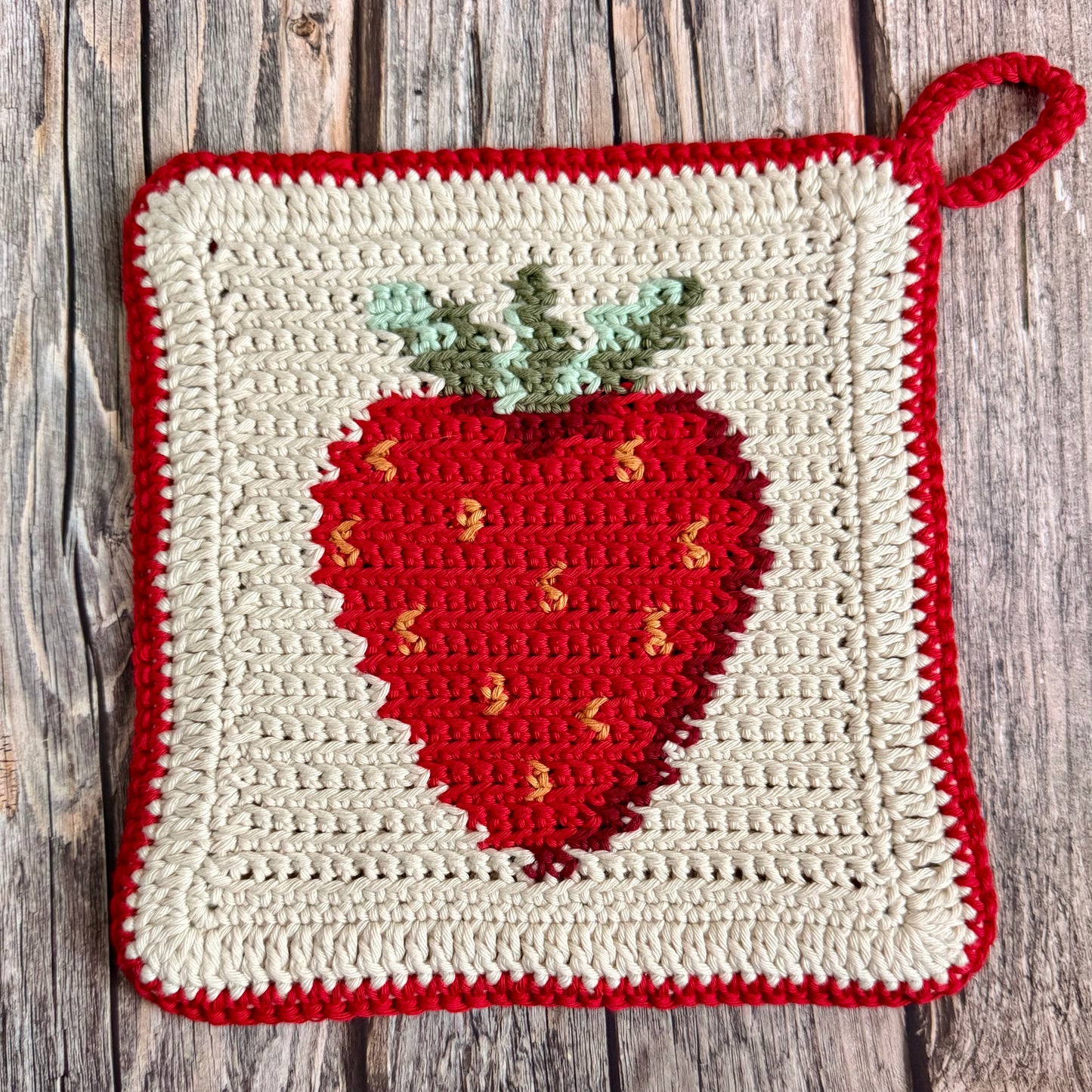Strawberry Potholder Trivet Crochet Pattern