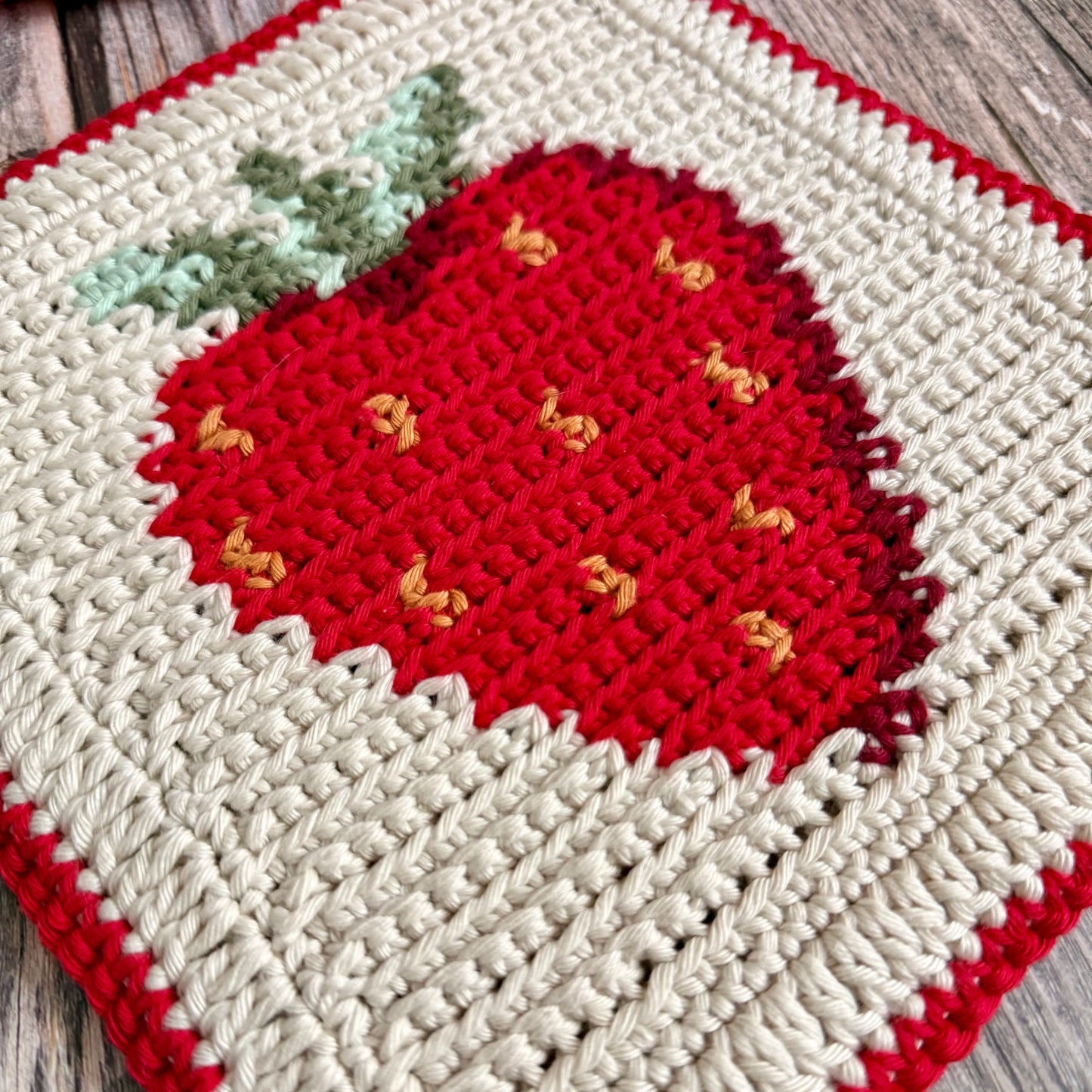 Strawberry Potholder Trivet Crochet Pattern