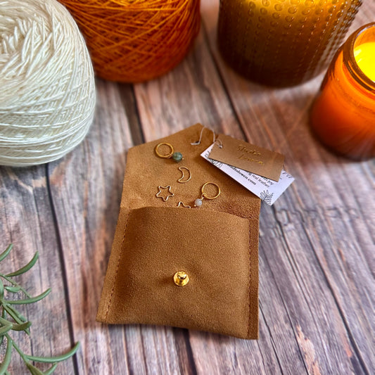 Tan Suede Stitch Marker Pouch