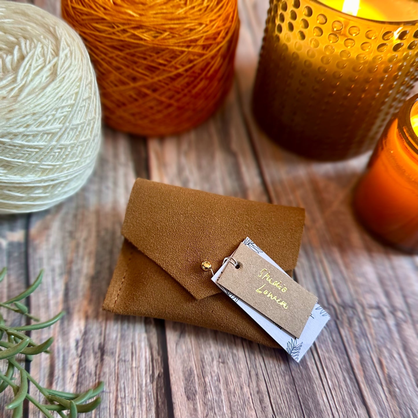 Tan Suede Stitch Marker Pouch