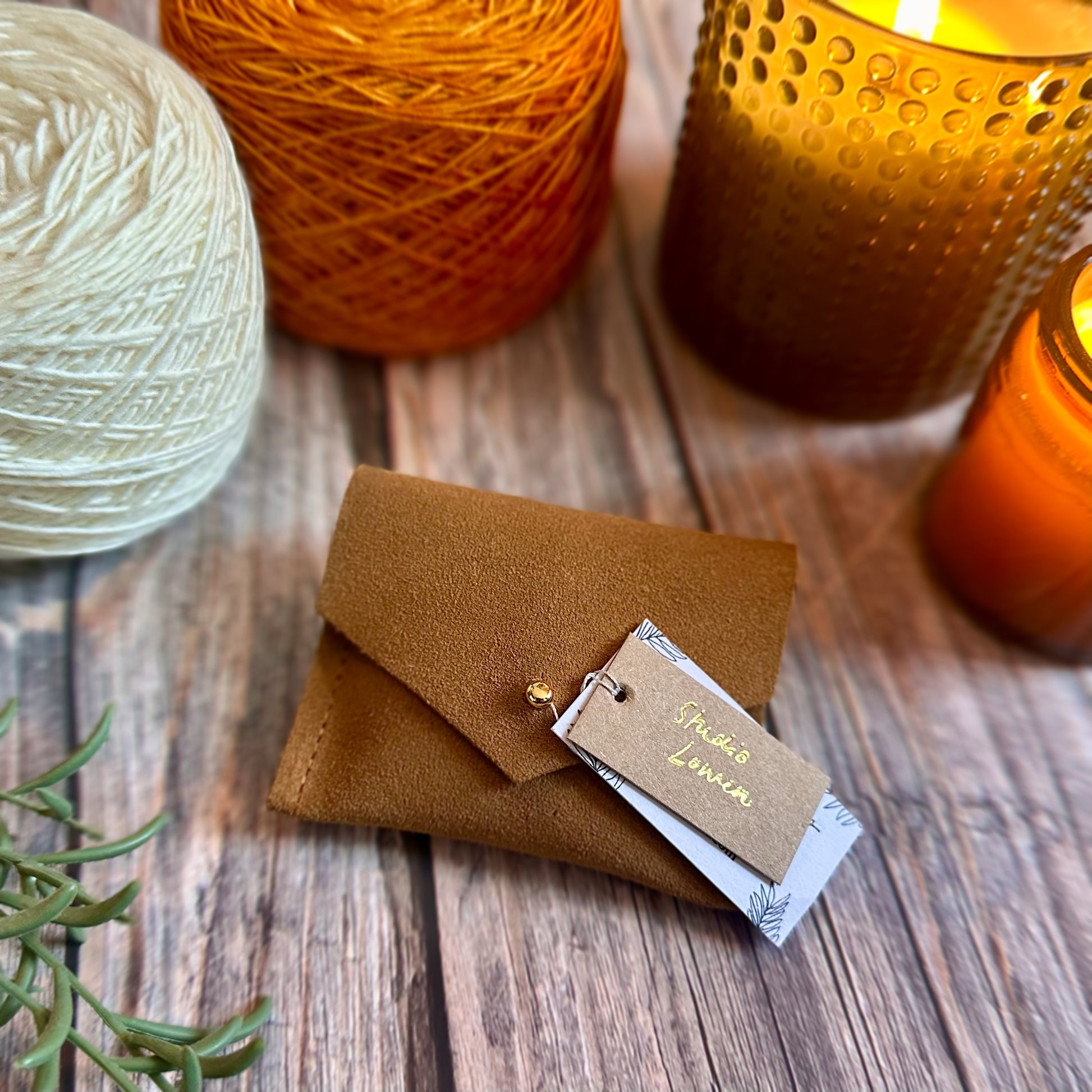 Tan Suede Stitch Marker Pouch