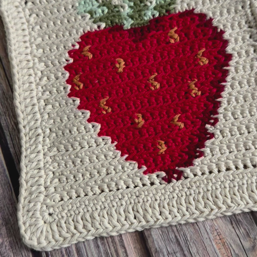 Strawberry Season Dishcloth or Washcloth Crochet Pattern