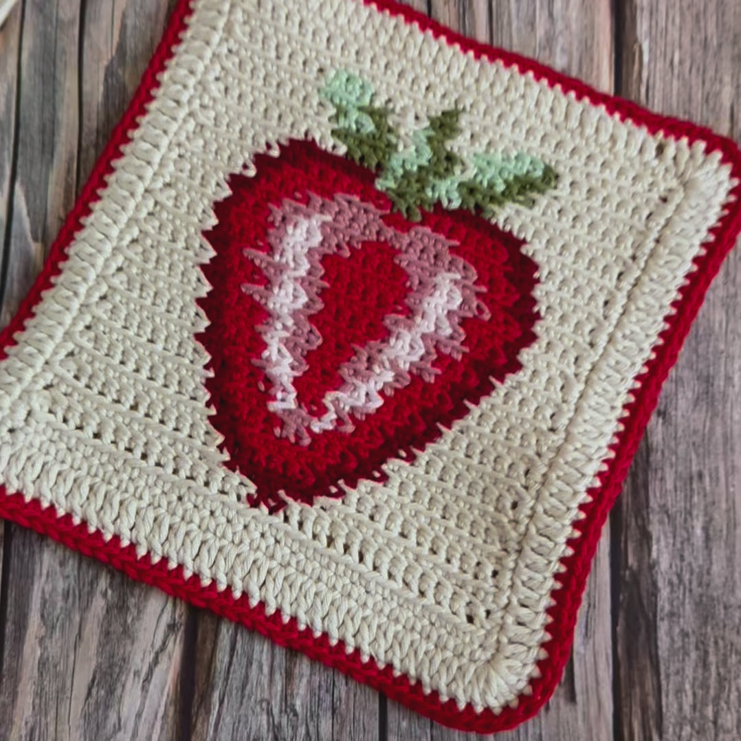 Strawberry Potholder Trivet Crochet Pattern